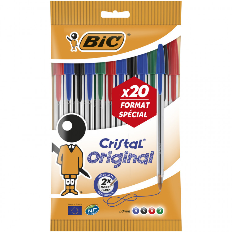 POCH 20 STYLO BIC CRISTAL ASS