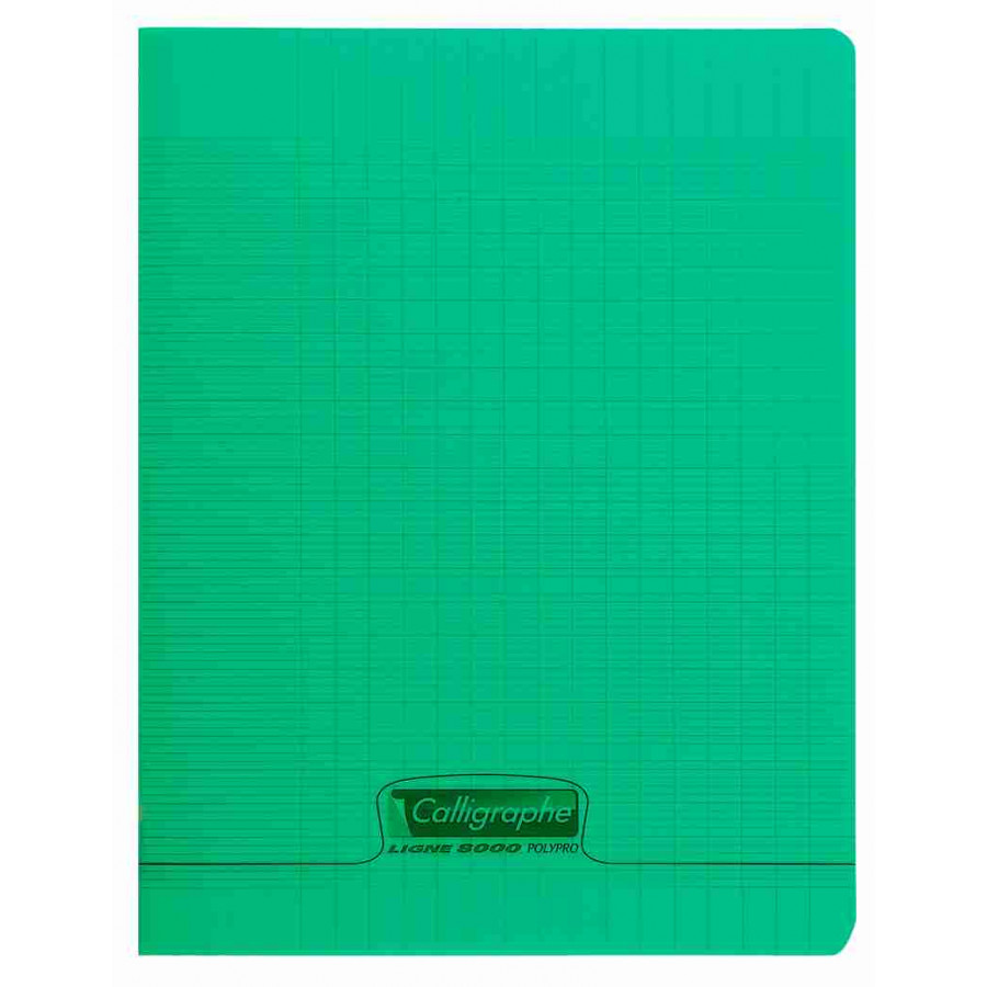 Cahier 24x32 cm 48 pages couverture plastique Vert grands carreaux