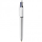 STYLO BIC 4 COULEURS METAL ARGENT SHINE