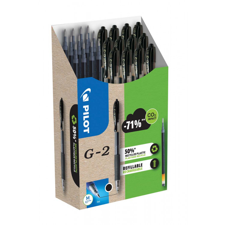 GPACK G2 12 STYLOS BLEU+12 RECHA GRAT