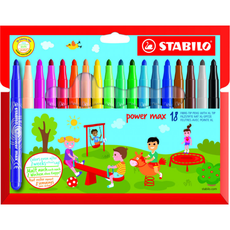 18 feutres de coloriage pointe large STABILO power max