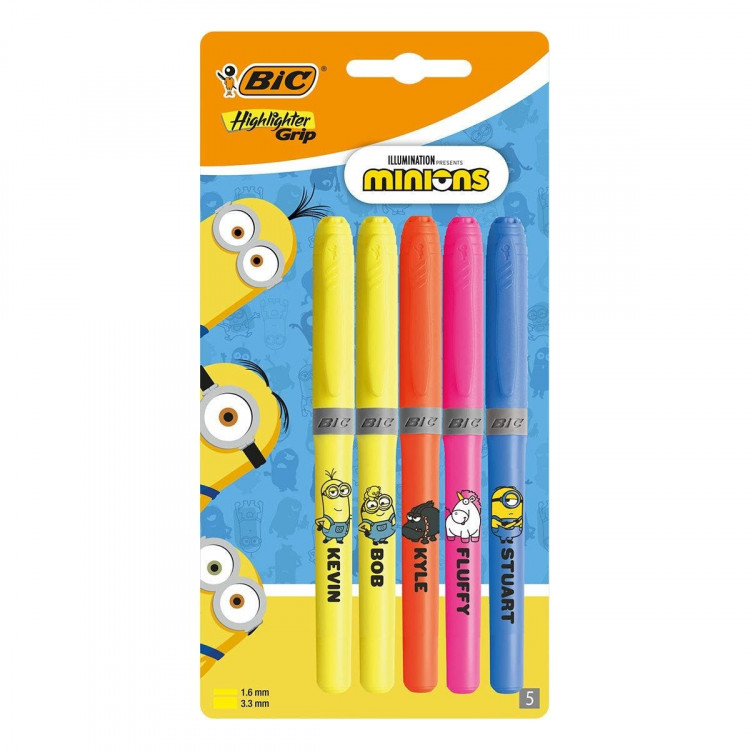 BLISTER 5 SURLIGN COUL ASS GRIP MINIONS