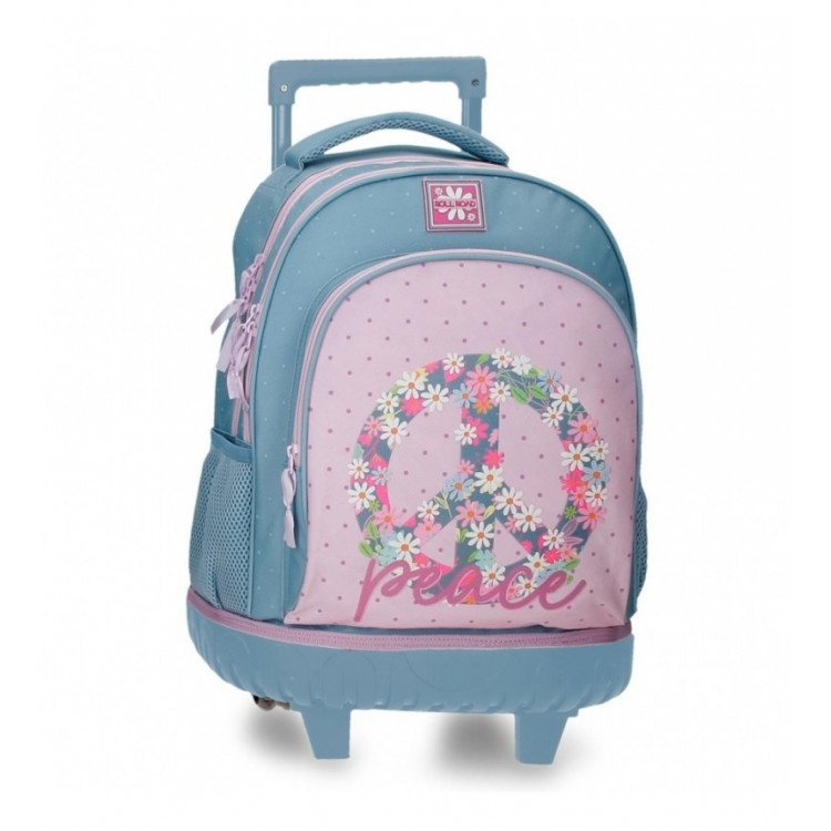 SAC A DOS ROLL ROAD PEACE BLEU ROSE