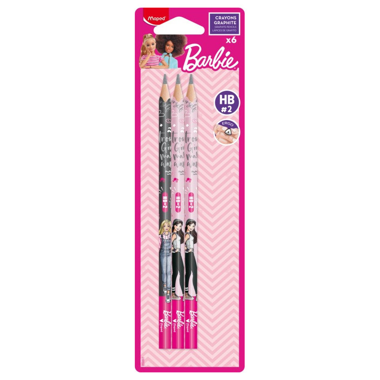 6 CRAYONS PAPIER HB BARBIE