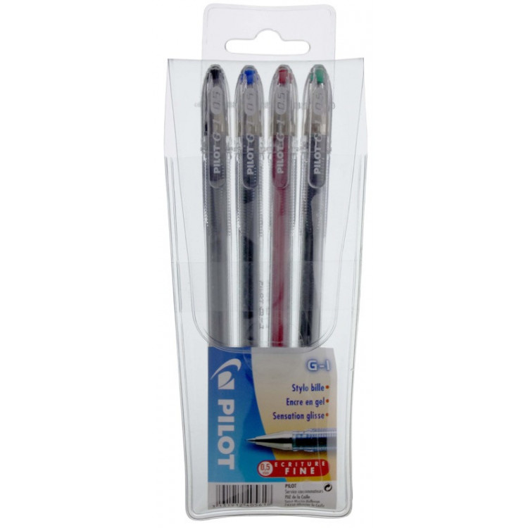 STYLO ROLLER ENCRE GEL - G-1 GRIP - 0,5mm - EPAISSEUR DE TRAIT - Pochette 4 stylos