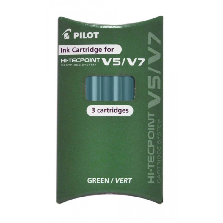 RECHARGE STYLO - ROLLER ENCRE LIQUIDE - HI-TECPOINT V5/V7 - 0,5mm - EPAISSEUR DE TRAIT - VERT